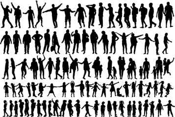 Large collection silhouettes of people. - 103334701