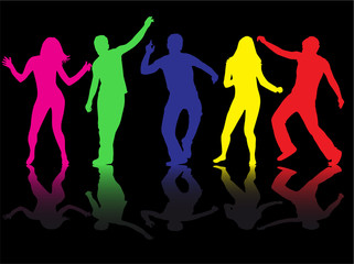 Dancing people silhouettes.