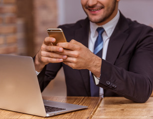 Attractive businessman working