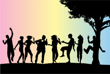 Obraz na płótnie Canvas Dancing people silhouettes.