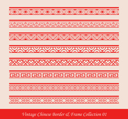 Vintage Chinese Border Frame Vector Collection 02