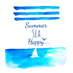 Summer sea watercolor background