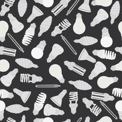 dark seamless pattern of light bulbs