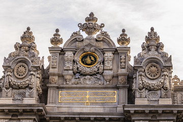 Dolmabahce palace in Istanbul, Turkey, details of Baroque Architecture