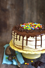 Layered cale with whipped cream and mascarpone.