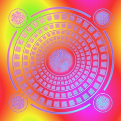 Magic aged runes circle on colourful background