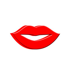 Red lip on white background.