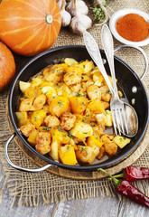 Stewed turkey with pumpkin and potatoes