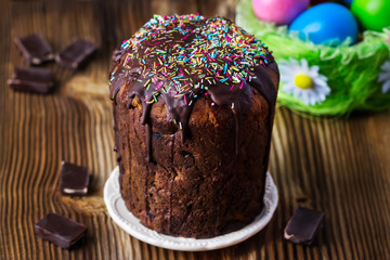 chocolate Easter cake with glaze