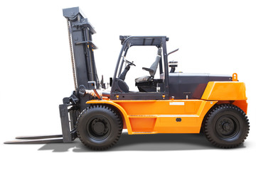 Forklift truck with yellow color