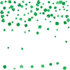 St. Patricks day background with flying clovers.