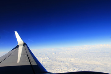 Window veiw from airplan,blue sky, window seat
