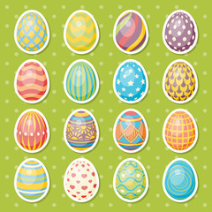 Set of sixteen eggs. Easter collection