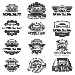 Car Logo design, Sports Car logo vector, black