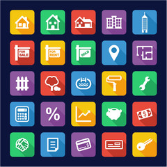Real Estate Market Icons Flat Design