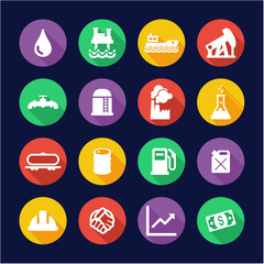 Oil Industry Icons Flat Design Circle