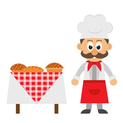 bakery chef cartoon and table