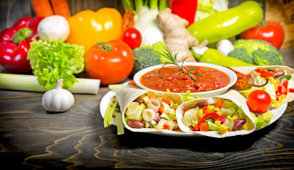 Mexican salad in tortilla
