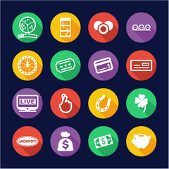 Lottery Icons Flat Design Circle