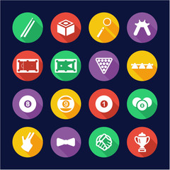 Fototapeta premium Billiards Icons Flat Design Circle
