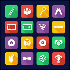 Billiards Icons Flat Design 