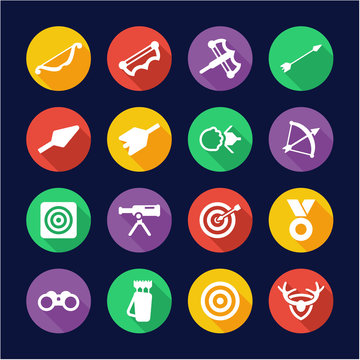 Archery Icons Flat Design Circle