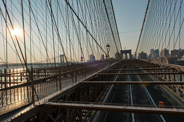 Warm Sunrise Over Brooklyn and Manhattan Bridges