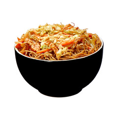 Rice spaghetti with chicken meat