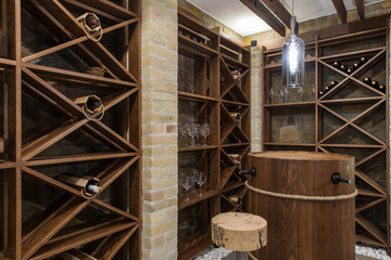 Modern wooden winery or wine cellar