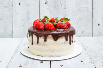 Strawberry birhthday homemade creamcheese cake © victoriamende