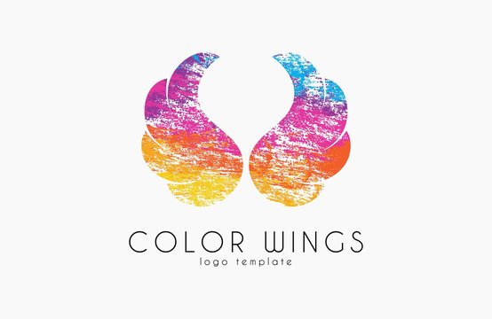 color ginws logo. wings in grunge style. creative logo