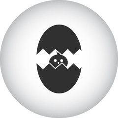 Cracked egg chick icon on colorful background