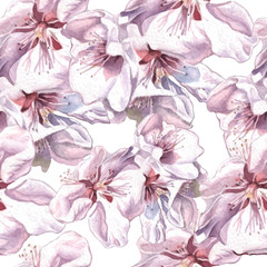 Seamless pattern with watercolor flowers.