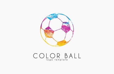 Obraz premium soccer mall logo. colorful soccer ball. crative logo. rainbow football
