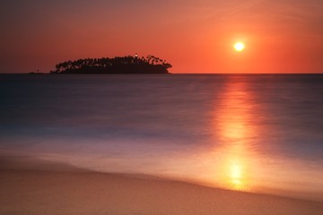 Sri Lanka. Beruwela. Island Lighthouse at sunset