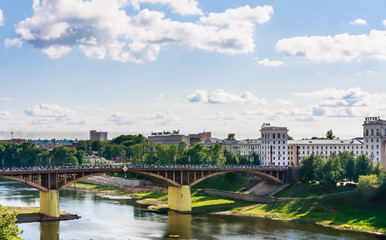 Fototapeta na wymiar Kirovsky bridge across the Western Dvina, Vitebsk, Belarus