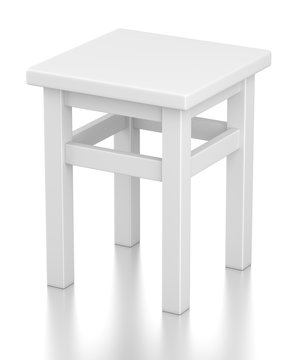 Gray square stool on 4 legs isolated on white background