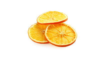 Dried orange slices isolated on a white