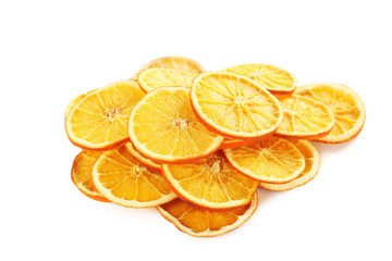 Dried orange slices isolated on a white