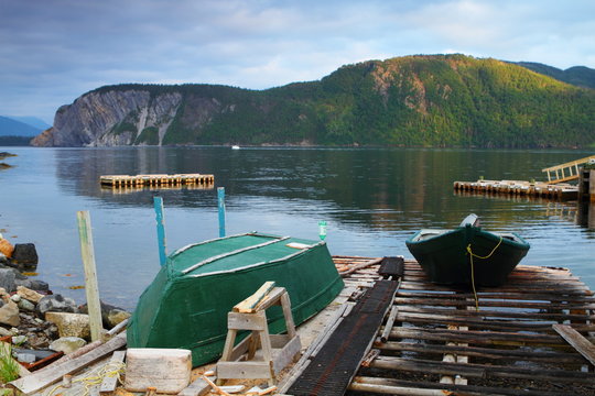 Old green fishing boat