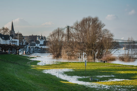 Hochwasser Rodenkirchen Köln am Rhein