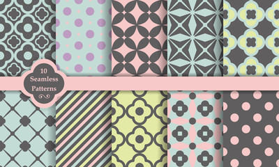 Set of ten seamless patterns - wrapping paper designs