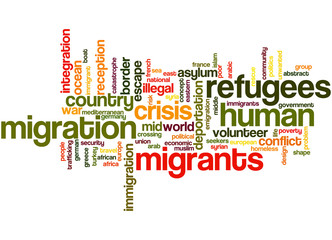 Fototapeta premium Migrant and Refugee, word cloud concept 11
