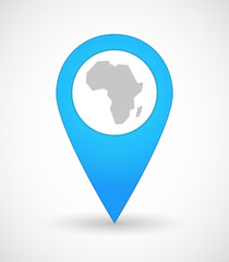 Map mark icon with  a map of the african continent
