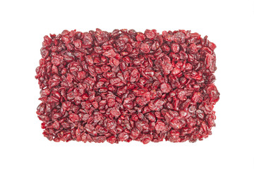 Cut cranberries isolated on white, food background
