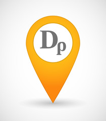 Map mark icon with a drachma currency sign