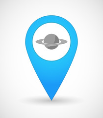 Map mark icon with the planet Saturn