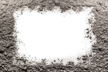 Gray frame made of ash on a white background