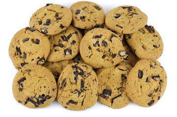 Chocolate cookies isolated on white background