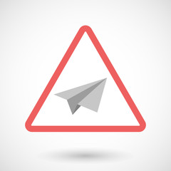Warning signal icon with a paper plane